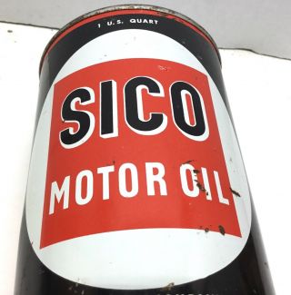 Rare Antique Vintage SICO Motor Oil Mt.  Joy Pa.  S.  A.  E.  30 Quart Oil Can - Neat 3