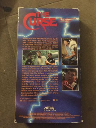 THE CURSE VHS 1987 Media Horror Wil Wheaton Rare VG 2