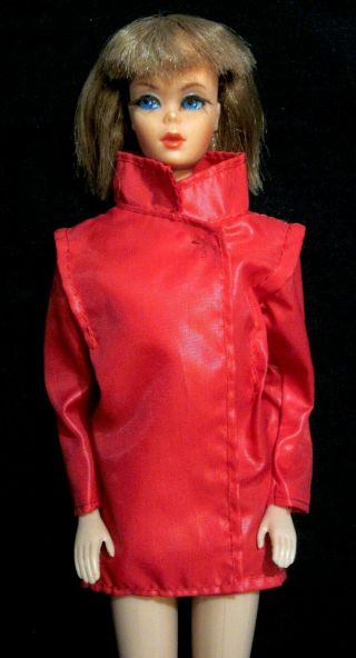 Vintage Barbie Doll Clothes - Mod Era Barbie Clone Red Vinyl Coat