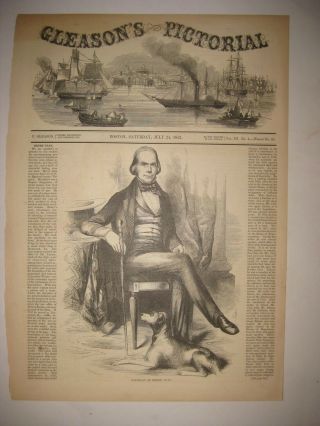 Antique 1852 Senator Henry Clay Kentucky Political Politics Dated Print W Dog