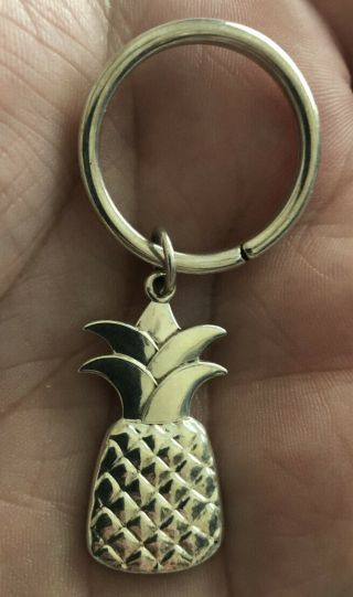 Tiffany & Co.  T&co.  925 Sterling Silver Pineapple Charm Key Ring Key Chain Rare