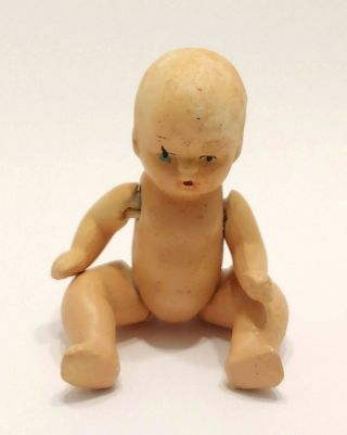 Vintage 3 " Bisque Strung Baby Doll Painted Face Occupied Japan