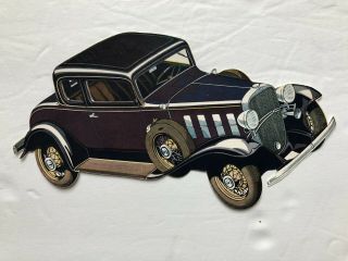Chevrolet " De Luxe 5 Window Coupe " 1930s Vintage Diecut Car Advertisement / Rare