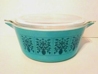 Vintage Pyrex Tree Of Life,  Saxony Casserole With Lid,  475 - B,  Rare