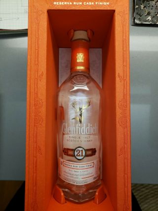 Glenfiddich 21 Year Single Malt Scotch Empty W/ Box Whisky Whiskey Rare