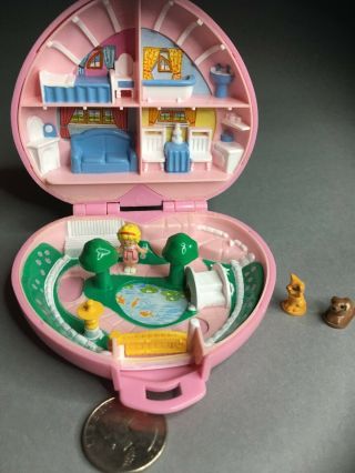 Vintage 1989 Polly Pocket Country Cottage Heart Compact Bluebird Toys Complete