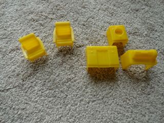 Vintage Plastic Doll House Furniture - Yellow Laundry,  Sink & 2 Chairs
