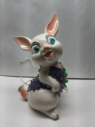 Rare Vintage Ceramic Easter Bunny Rabbit Light Up,  Like Christmas Tree Model