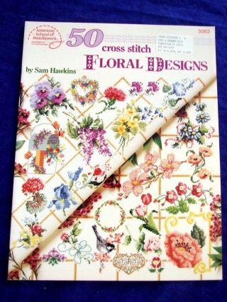 American Needlework " 50 Floral Designs " Counted Cross Stitch Patterns 17 Pgs