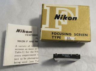 Nikon F Focusing Screen Type H2 Made In Japan Box W Instructions Rare