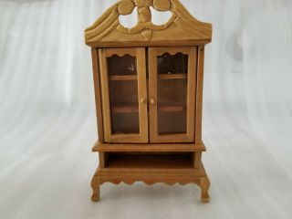 Vintage Wooden Dollhouse Furniture China Cabinet