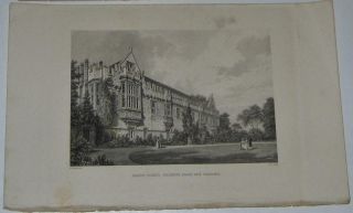 St.  Johns College Cambridge Uk Antique Engraving By F.  Mackenzie 9x5.  75inches