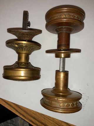 Antique Vintage Brass Doorknobs - Single Knob W/2 Rosettes,  1 Set With 1 Rosette