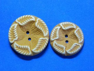 Antique Vtg Buffed Celluloid Buttons 2 Sizes Mother,  Daughter Gold /white Sew Th
