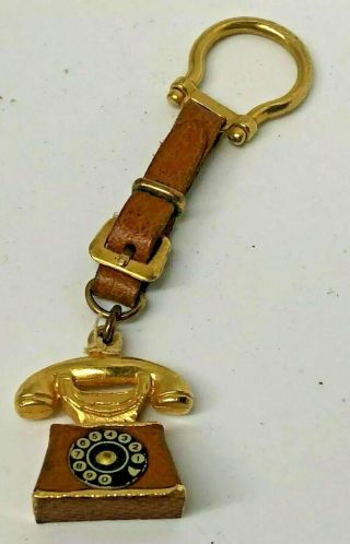 Antique Telephone Mid Century Italian Novelty Key Ring / Keychain Vintage