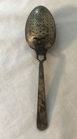 Antique Silver Plate Loose Leaf Tea Strainer Infuser Spoon England