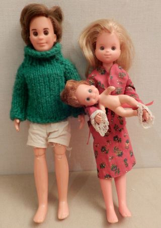 3 Vintage Sunshine Family Doll Stephie & Steve & Baby Sweets Mattel 1973