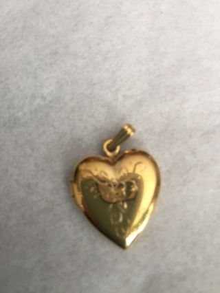 Antique Vintage 1/20 12k (gold Filled) Heart Locket 3/4 Inch Wide Picture Locket