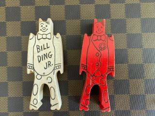 Vintage Bill Ding Jr.  Wooden Clown Stacking Toys - Rare Jr.  Toy
