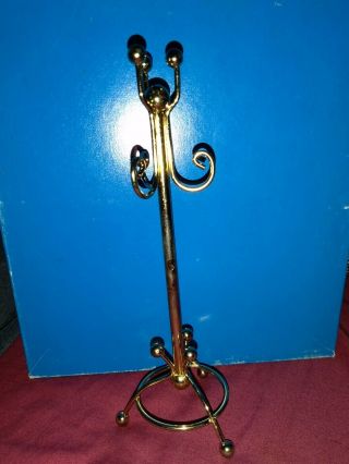 Vintage Miniature Brass Coat And Hat Rack For Doll House
