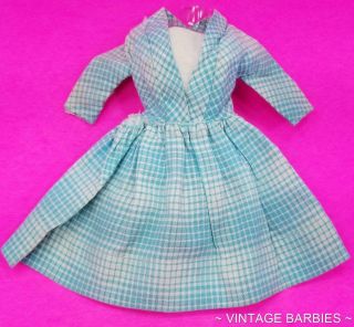 Barbie Doll Sized Blue & White Checkered Dress Vintage 1960 