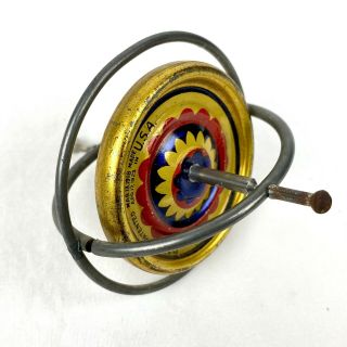 Vintage 1923 Gyroscope Dandy Antique Spinning Usa Metal Tin Child 