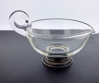 Frank Whiting Sterling Silver Base Clear Hand Blown Glass Creamer Gravy Dish