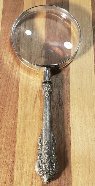 Sterling Silver Hollow Handle Magnifying Glass 6.  25in
