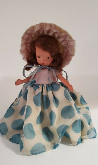 Vintage Bisque Nancy Ann Storybook Doll " Little Miss Donnet " Stand
