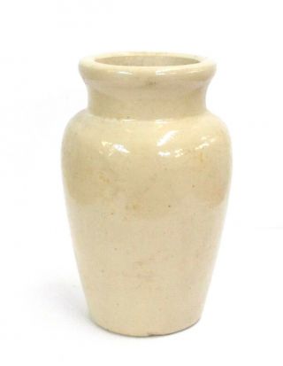 Larger Size Antique 1800s English Beige Stoneware Crock Cream Pot 4 Inches Tall