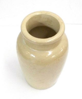 LARGER SIZE ANTIQUE 1800S ENGLISH BEIGE STONEWARE CROCK CREAM POT 4 INCHES TALL 2