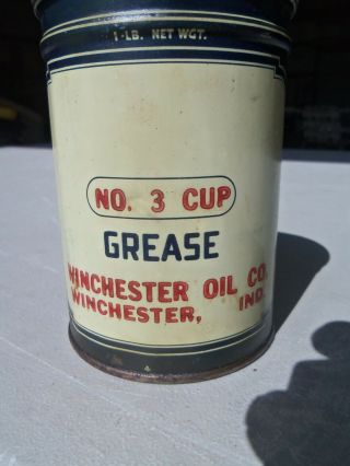 Vintage Rare Winchester Grease 1 Lb Can