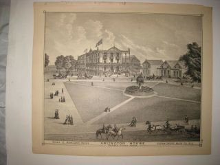 Antique 1878 Ocean Grove Asbury Park Large Hotel Jersey Print Horse Carriage