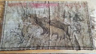Vintage French Country Hunting Tapestry Wall Hanging 24 " X42 "