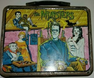 Vintage Rare,  1965 The MUNSTERS metal Lunch Box,  No Thermos 2