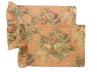 2 Vintage Rare Ralph Lauren Maura Floral Ruffled Pillowcase Pair - Standard
