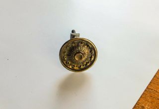 Vintage Antique Ornate Stamped Brass Round Knob Cabinet Pull Handle 1 3/8 "