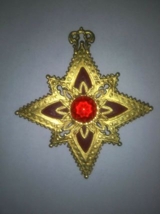 Rare Antique Vintage Red And Gold German Dresden Christmas Tree Ornament