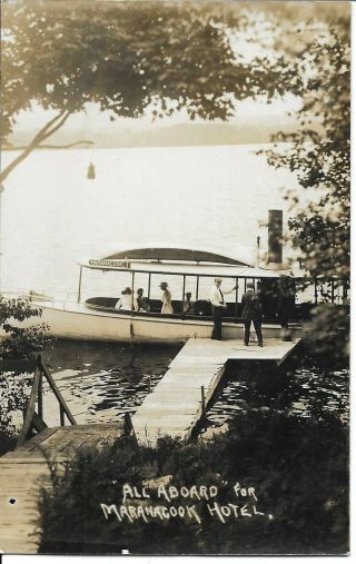 C1910 Antique All Aboard For Maranacook Hotel Lake Me Maine Rppc Postcard