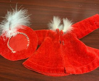 Vintage Vogue Ginny Doll Red Velveteen Coat & Hat Vogue Tagged