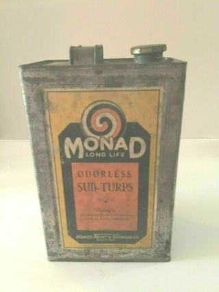 Antique Advertising Tin Can Monad Paint & Varnish Co.  Sub - Turps Phila. ,  Pa