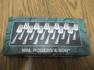Wm.  Rogers & Son 0012 Silver Plated " Enchanted Rose " 12 Salad Forks.