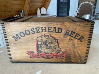 Rare Vintage Moosehead Canadian Lager Beer Wood Crate Checkerboard Lid,  Liner
