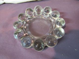Vintage Retro Clear Round Ball Bubble Glass Ashtray Or Trinket Dish