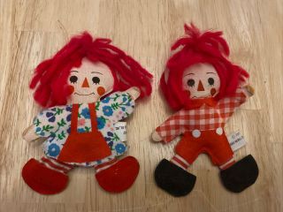 Vintage Bobbs Merrill Co.  1977 Raggedy Ann And Andy Christmas Ornaments Cloth