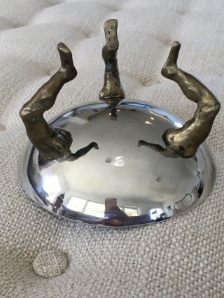 Michael Aram Rare Footed Silver And Brass Leg Bowl - Must Have Handcrafted Art