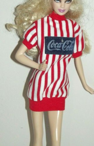 Vintage Barbie Doll Clothing Coca Cola Shirt Mattel Striped Coke Top Sweater