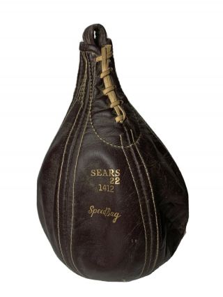 Vintage Speed Bag Sears 1412 Leather / 1940s Rare Boxing Boxer Gym Decor