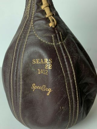 Vintage Speed Bag Sears 1412 Leather / 1940s Rare Boxing Boxer Gym Decor 2
