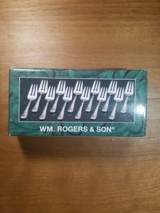 Wm.  Rogers & Son No 0012 Silver Plated " Enchanted Rose " 12 Salad Forks.  B